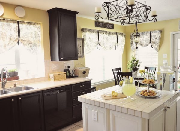 Kitchen Black Kitchen Cabinets With White Tile Countertops Beautiful On And Incredible French Country Paint Colors Ceramic 6 Black Kitchen Cabinets With White Tile Countertops