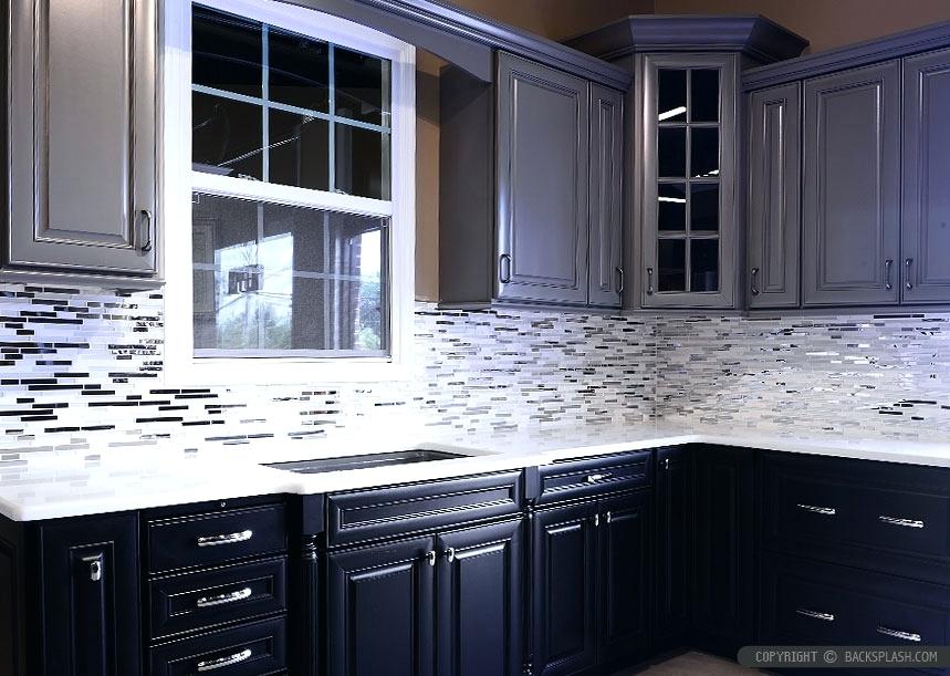 Kitchen Black Kitchen Cabinets With White Tile Countertops Charming On Inside Backsplash Copper Looks Bold 27 Black Kitchen Cabinets With White Tile Countertops