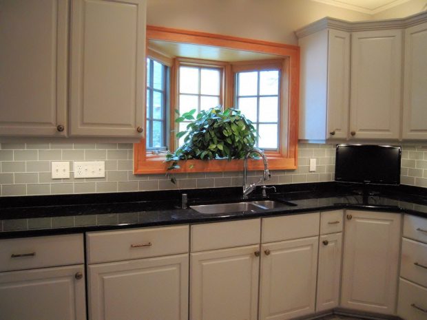 Kitchen Black Kitchen Cabinets With White Tile Countertops Charming On Inside Backsplash Granite 7 Black Kitchen Cabinets With White Tile Countertops