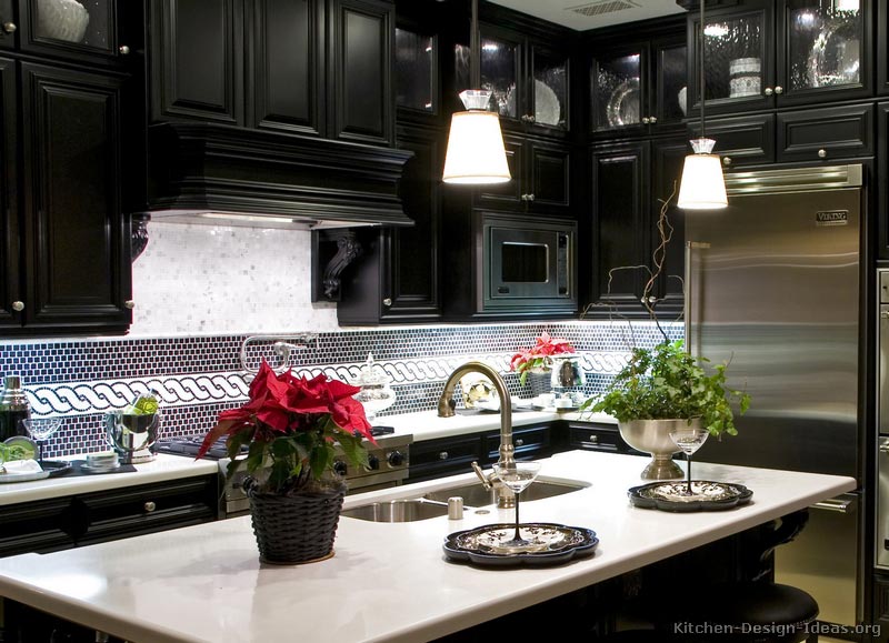 Kitchen Black Kitchen Cabinets With White Tile Countertops Contemporary On Intended For Luxury Pure 22 Black Kitchen Cabinets With White Tile Countertops