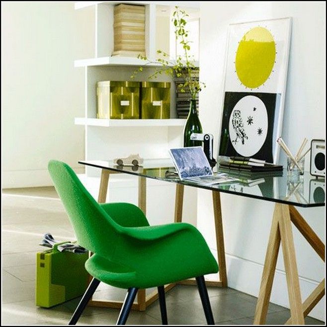 Interior Home Office Green Themes Decorating Modern On Interior