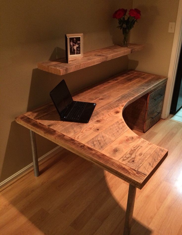 Interior Stunning Natural Brown Wooden Diy Corner Desk Stunning