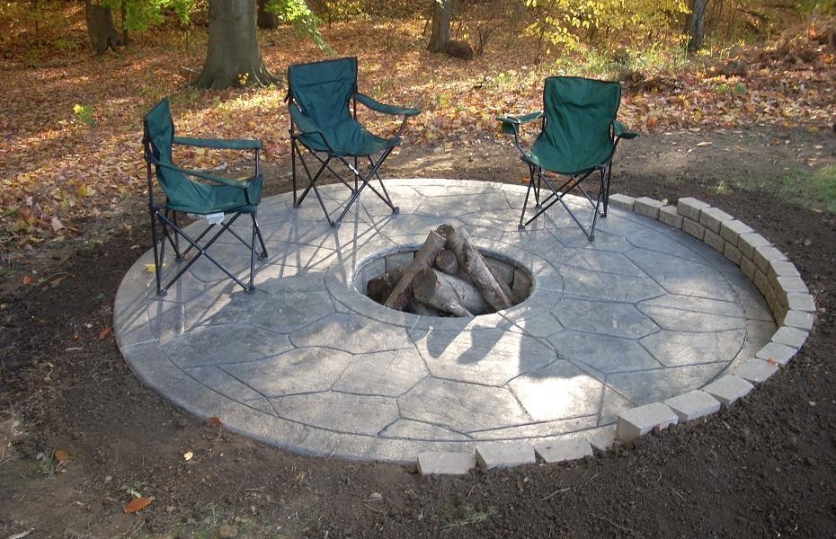 Floor Concrete Patio Designs With Fire Pit Concrete Patio Designs