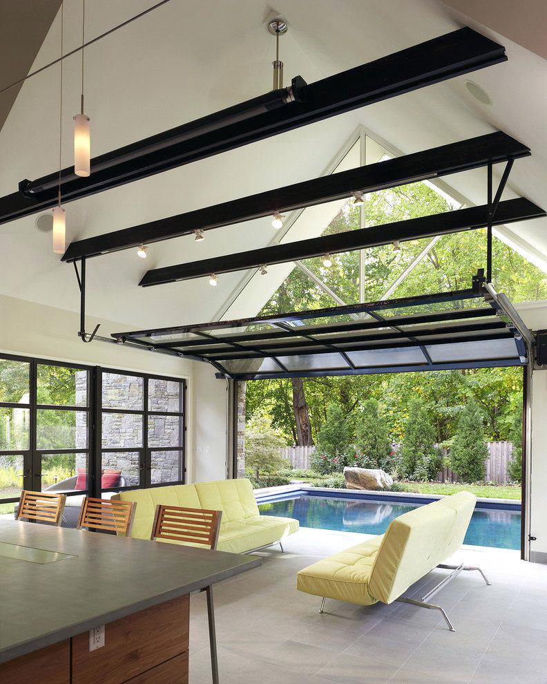 Living Room Glass Garage Door Living Room Glass Garage Door Living