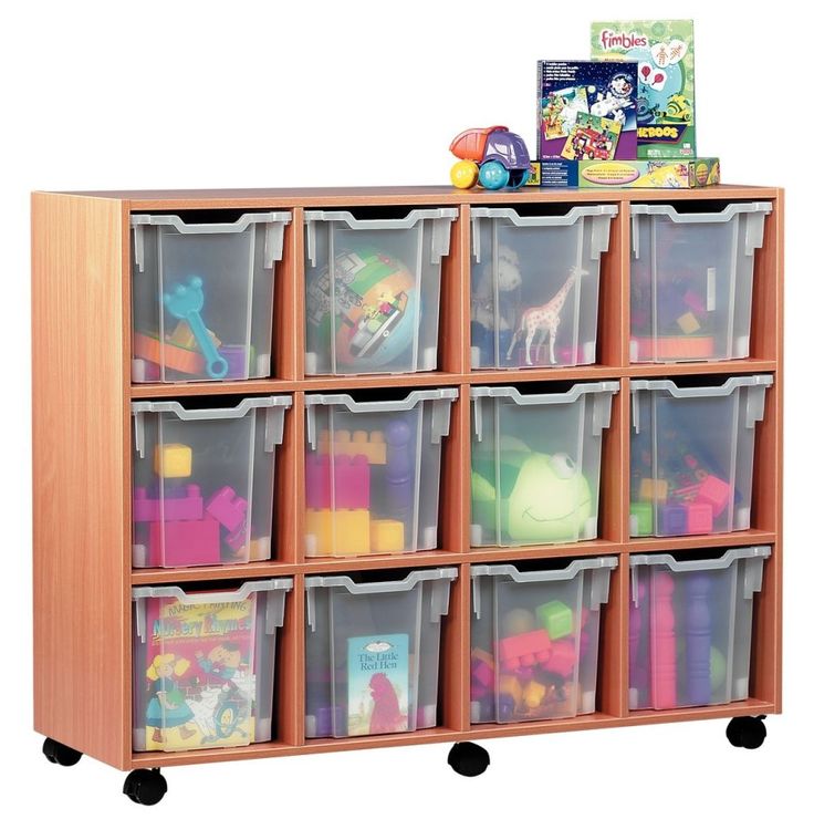 storage unit with boxes for toys