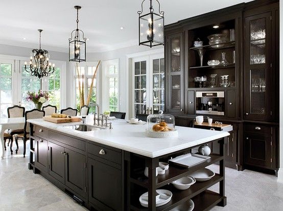 coordinating island and dining room lighting
