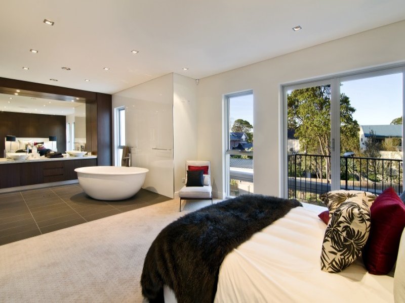 Interior Master Bedroom With Open Bathroom Master Bedroom