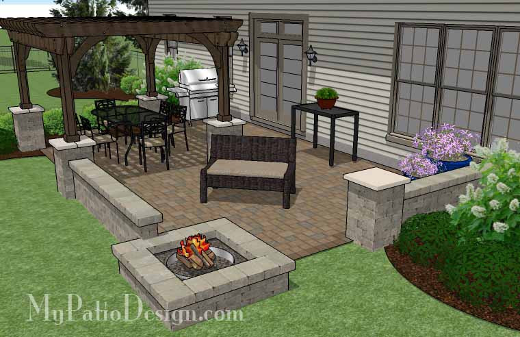 Other Patio With Fire Pit And Pergola Plain On Other Within Patios
