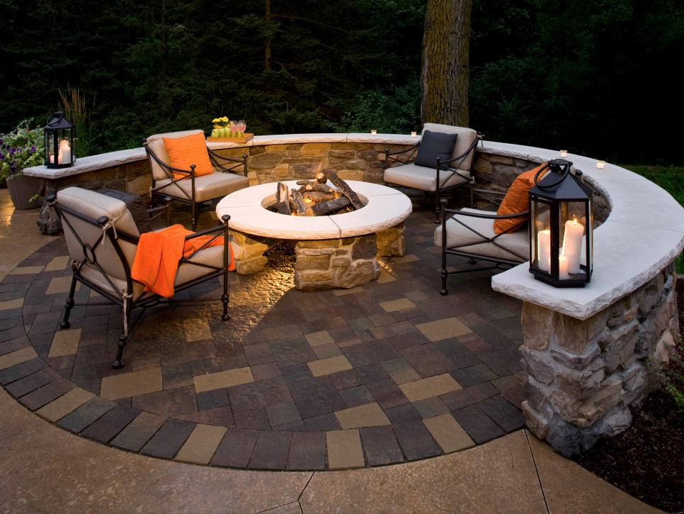 Floor Paver Patio With Gas Fire Pit With Paver Pit Home Design
