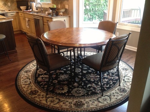 Floor Rug Under Round Kitchen Table Brilliant On Regarding