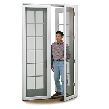 Floor Swinging Patio Screen Door Imposing On Floor And Pet Doors