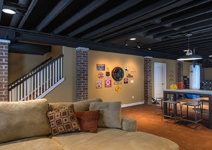 Interior Unfinished Basement Lighting Unfinished Basement
