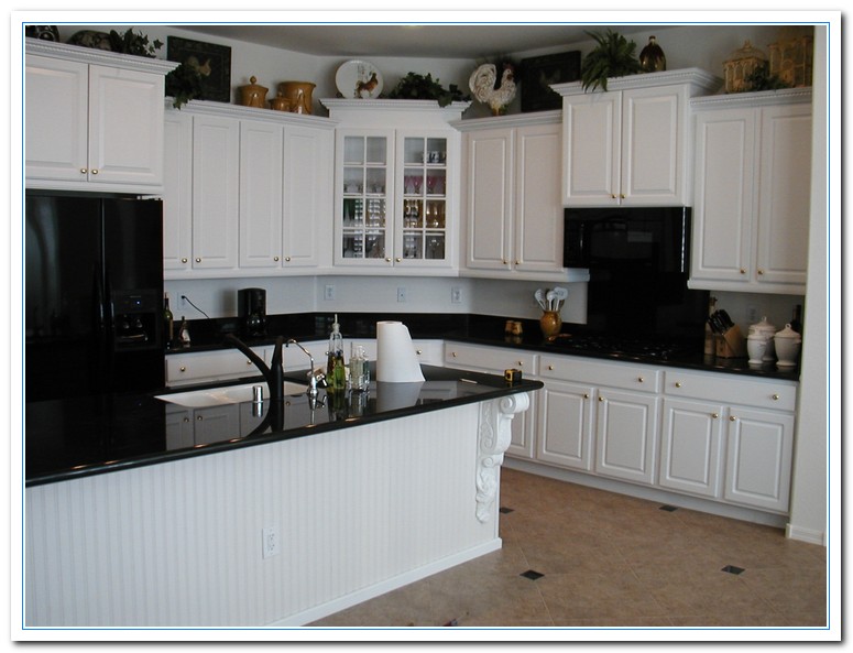 Kitchen White Kitchen Cabinets With Black Countertops Marvelous On