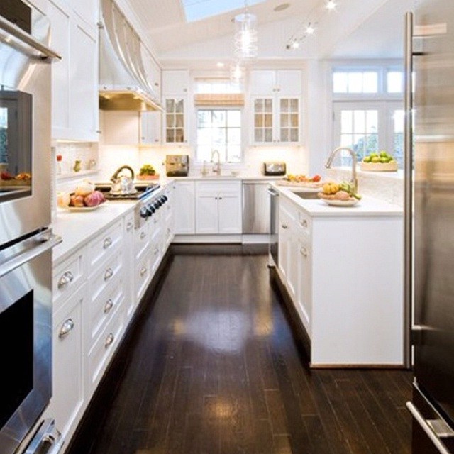 Floor White Kitchen Dark Wood Floor All White Kitchen With Dark