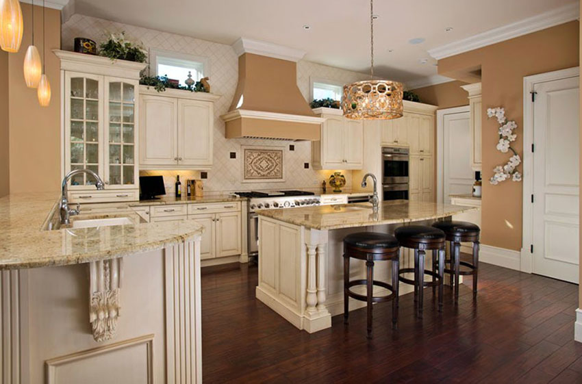 Kitchen Antique White Kitchen Dark Floors Excellent On Cabinets