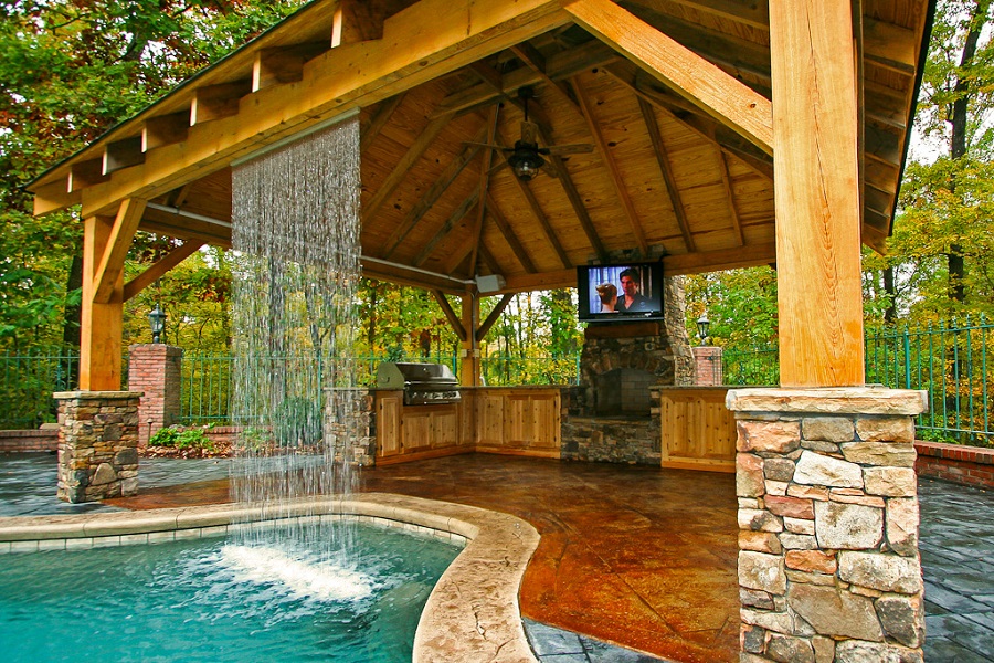 Other Backyard Designs With Pool And Outdoor Kitchen Pool With