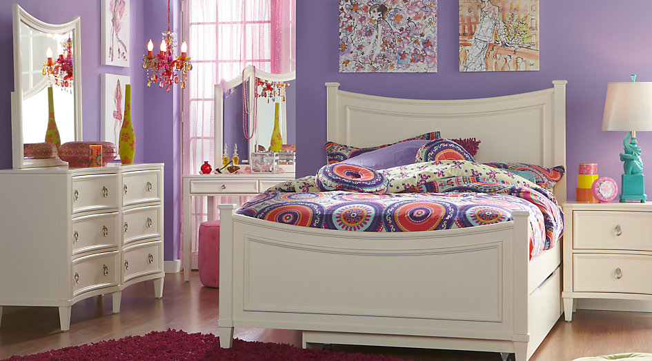 girls white full size bed