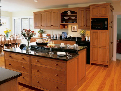 Kitchen Cherry Kitchen Cabinets Black Granite Imposing On