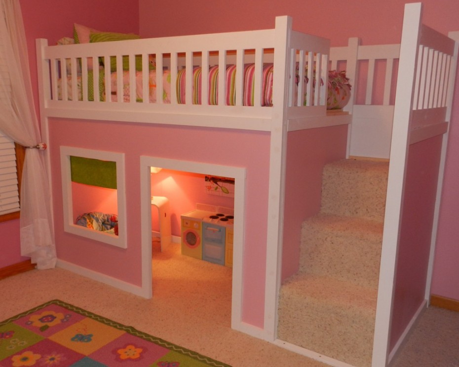 girls white cabin bed