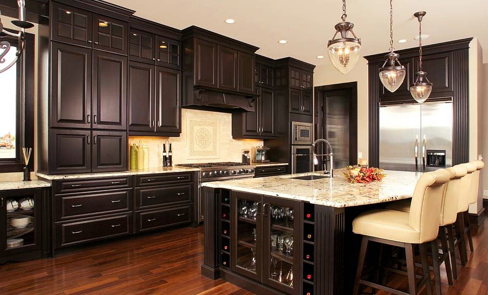 Kitchen Dark Stained Kitchen Cabinets Dark Pecan Stained Kitchen