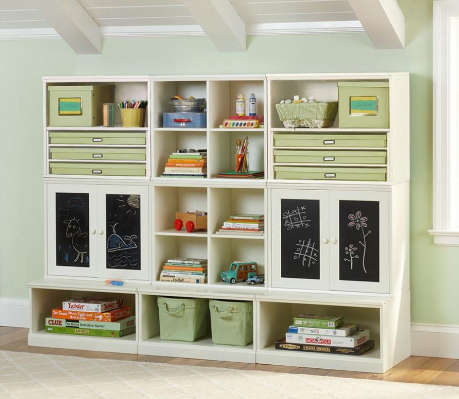 childrens storage unit with boxes