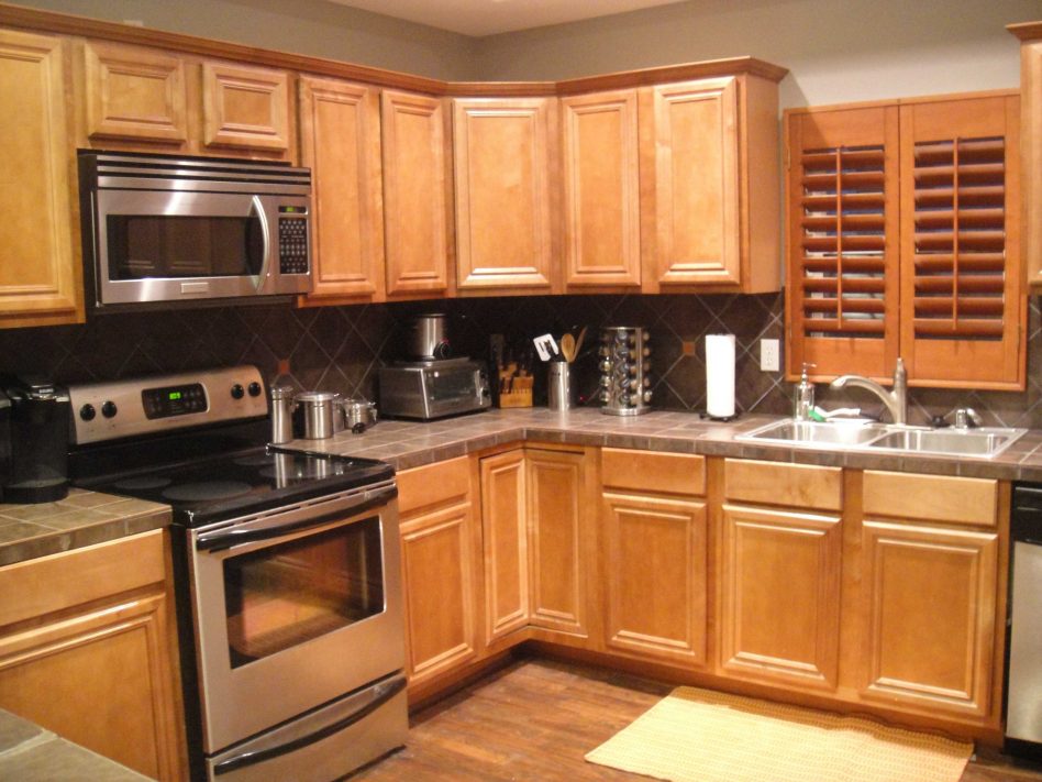 Kitchen Kitchen Color Ideas With Oak Cabinets And Black Appliances
