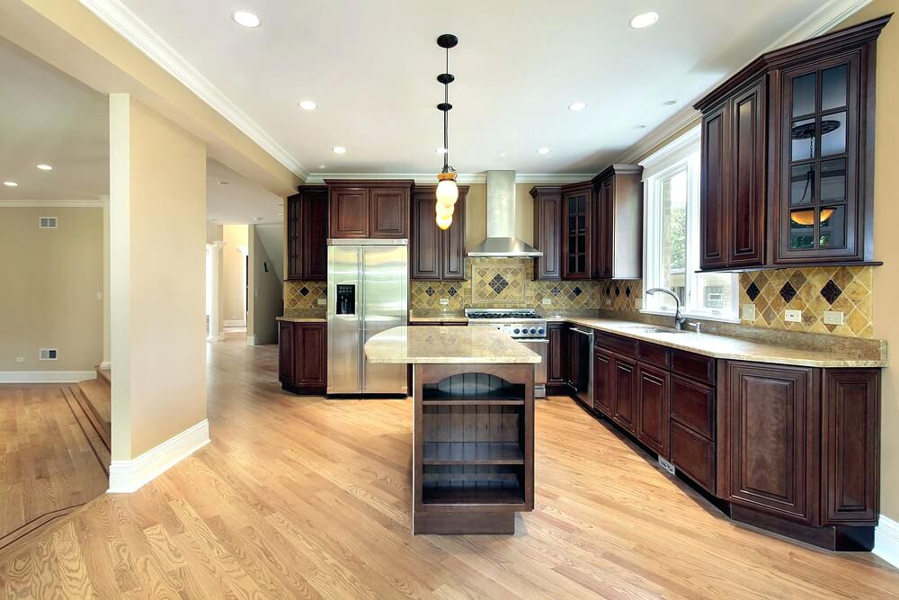 Kitchen Kitchens With Black Cabinets And Dark Wood Floors