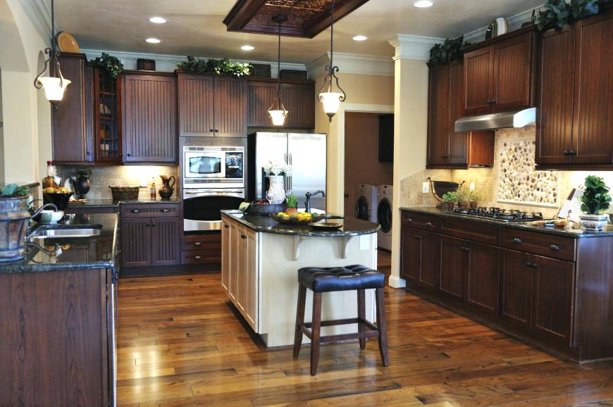 Kitchen Kitchens With Black Cabinets And Dark Wood Floors Amazing