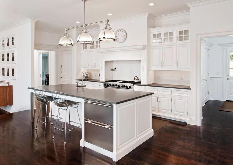 Kitchen Modern White Kitchen Dark Floor Magnificent On Black And