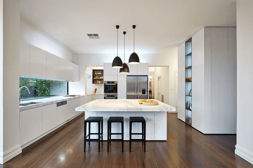 Kitchen Modern White Kitchen Dark Floor Magnificent On Black And