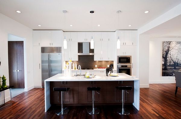 Kitchen Modern White Kitchen Dark Floor Magnificent On Black And