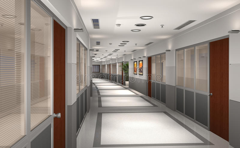 Office Office Hallway Nice On Within 3D Modern Stock Illustration Of 5 Office Hallway