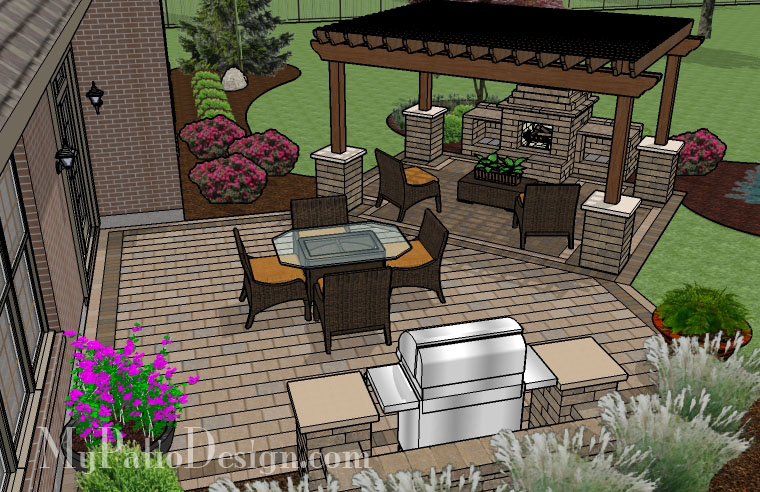 Home Patio Designs With Fireplace Stunning On Home Intended For