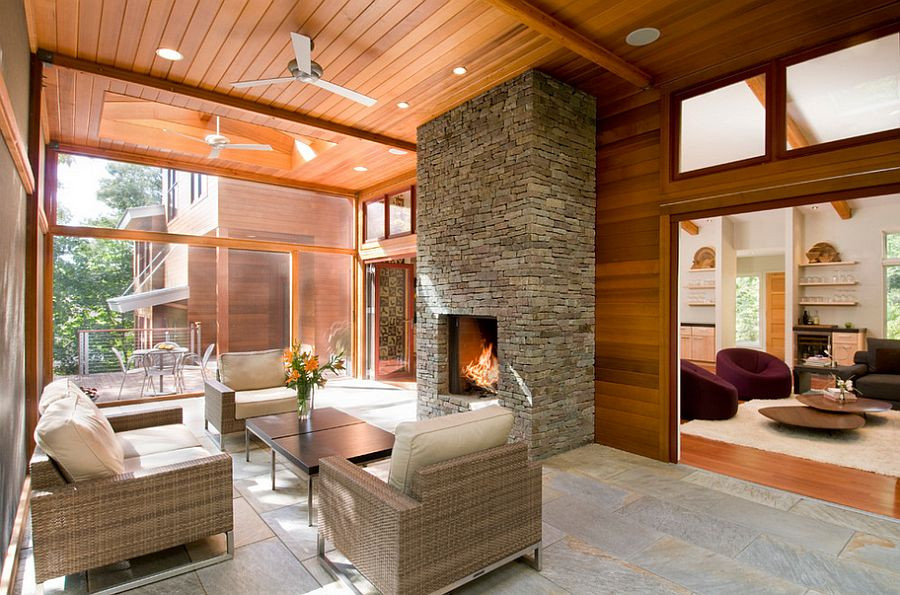 Home Sunrooms With Fireplaces Simple On Home Living Room