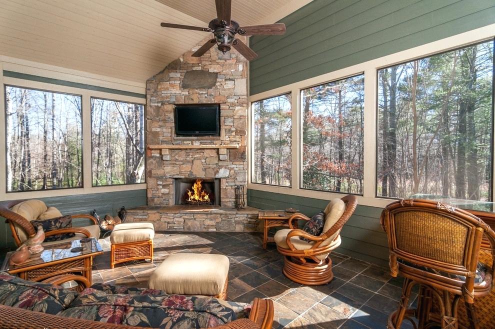 Home Sunrooms With Fireplaces Simple On Home Living Room