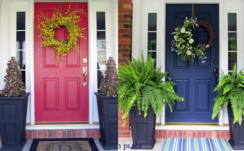 Home White Front Door Blue House White House With Blue Front