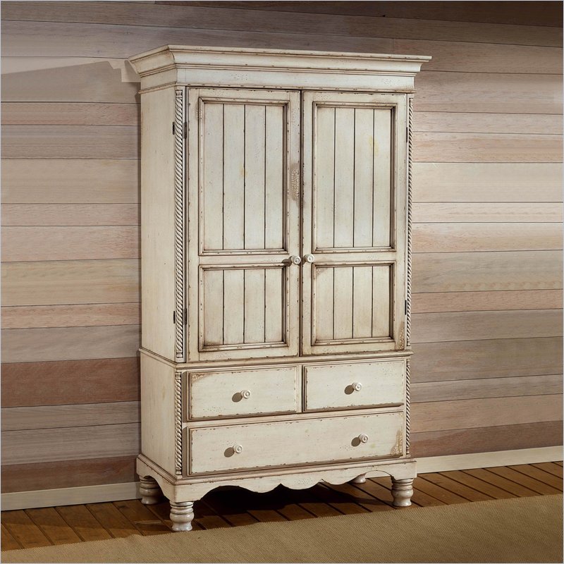 Furniture White Wood Wardrobe Armoire Shabby Chic Bedroom Armoire