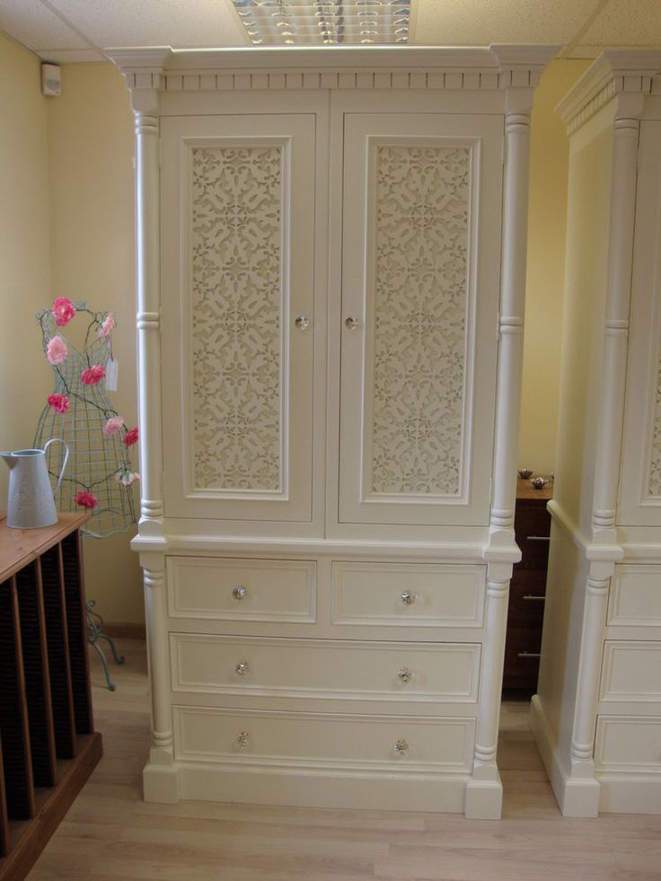 Furniture White Wood Wardrobe Armoire Shabby Chic Bedroom Armoire