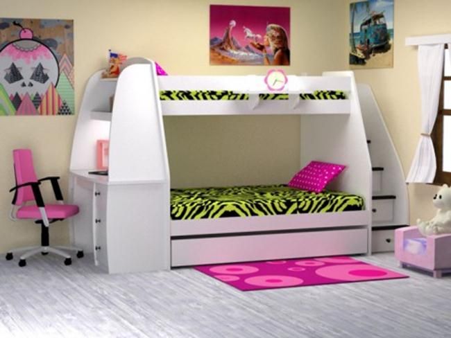 girls bed with desk