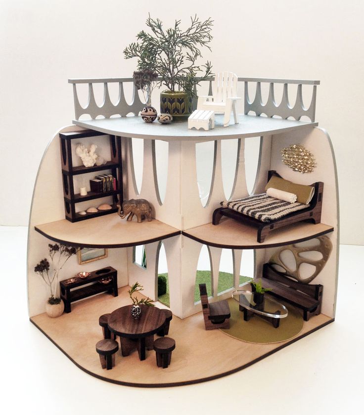 mid century modern dollhouse kit