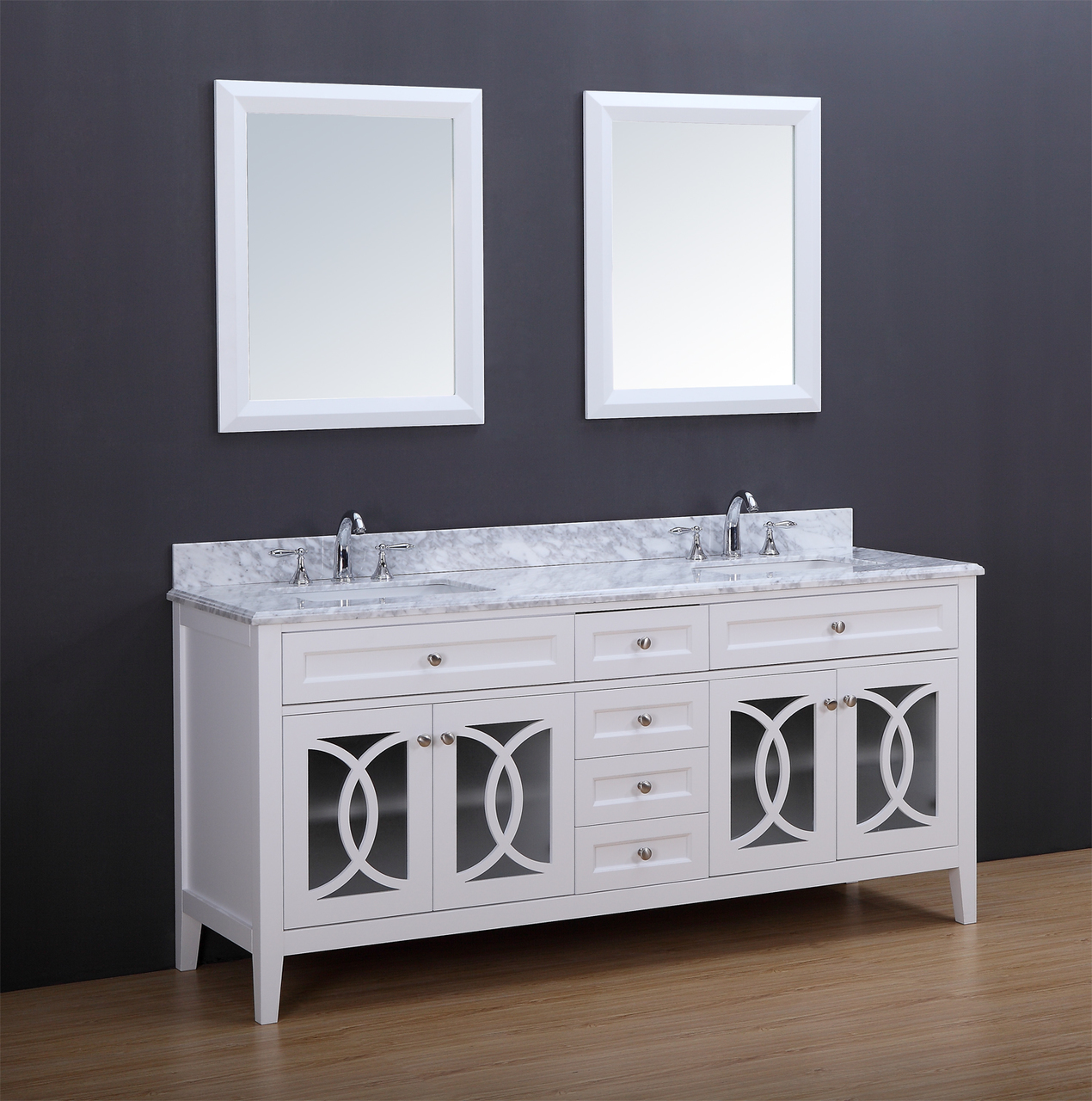Double Sink Bathroom Vanity White / Dolce 48 Double Sink Bathroom