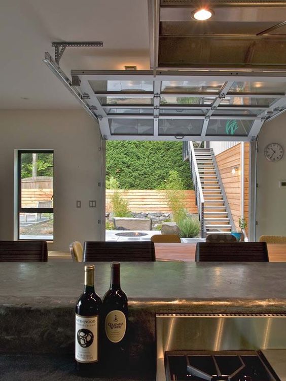 Kitchen Glass Garage Door In Kitchen Wonderful On Throughout
