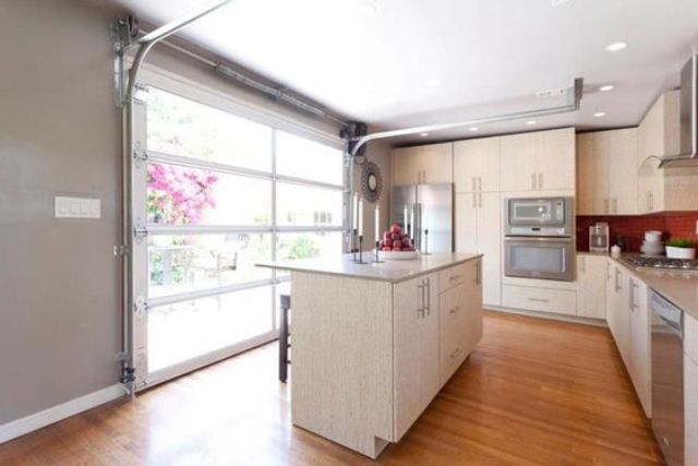 Kitchen Glass Garage Door In Kitchen Wonderful On Throughout