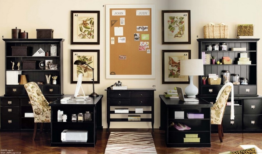 Office Home Office With Two Desks Magnificent On Pertaining To 15