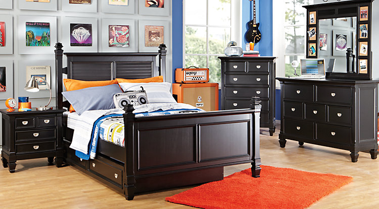 little girl room with black furniture