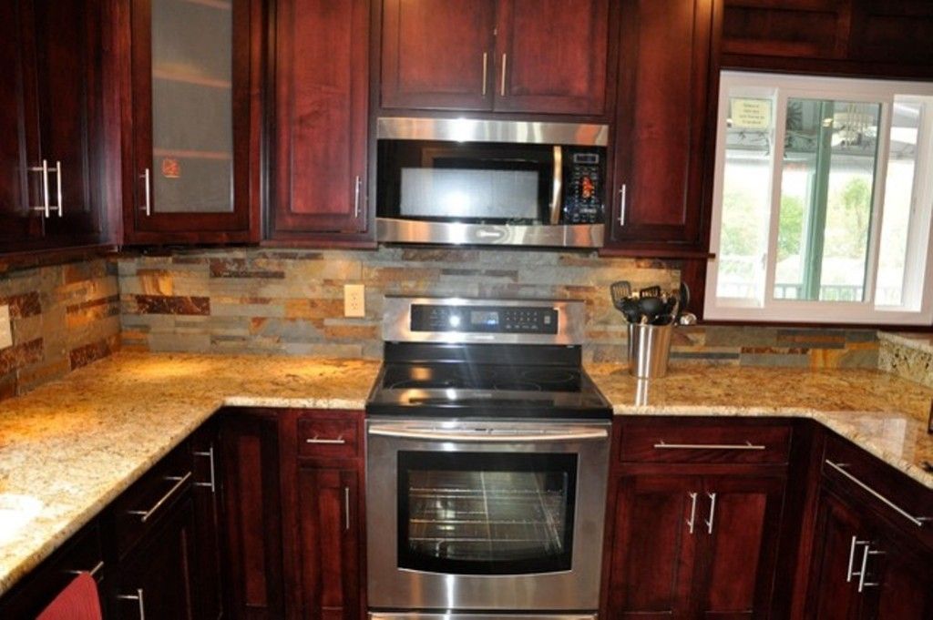 Kitchen Kitchen Backsplash Light Cherry Cabinets Fine On Regarding