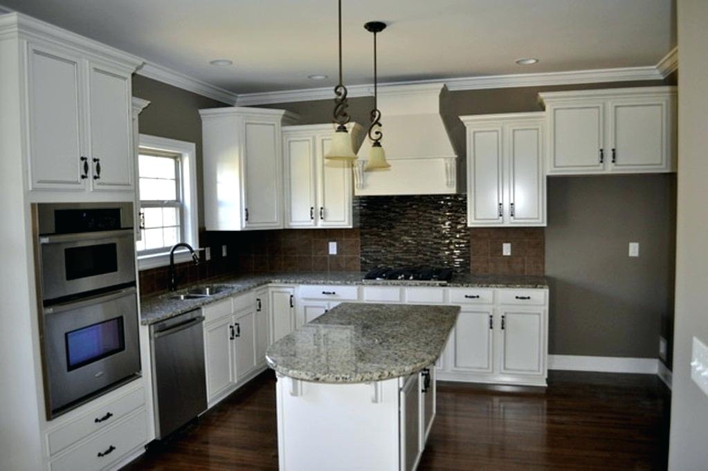 Kitchen Kitchen Backsplash White Cabinets Brown Countertop Brown