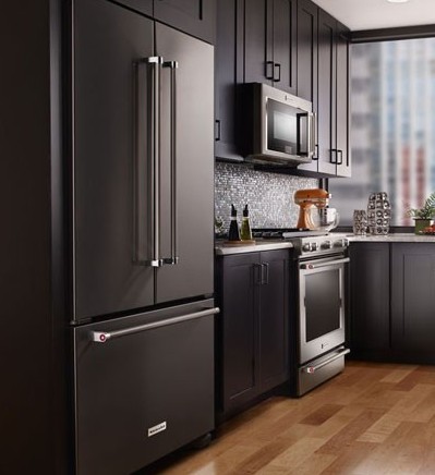 Kitchen Kitchens With Black Cabinets And Appliances Amazing On