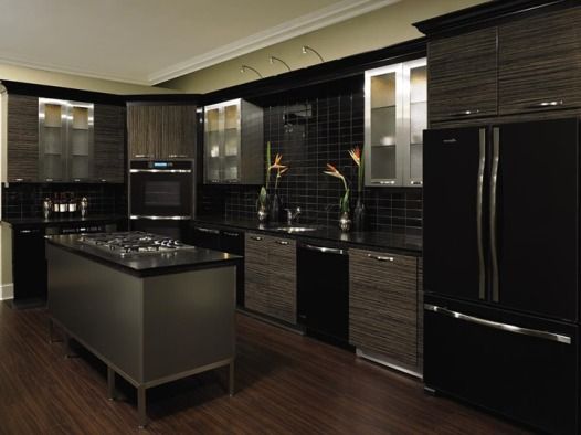 Kitchen Kitchens With Black Cabinets And Appliances Charming On