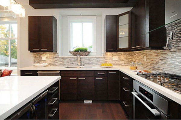 Kitchen Kitchens With Dark Cabinets And Light Countertops Plain On